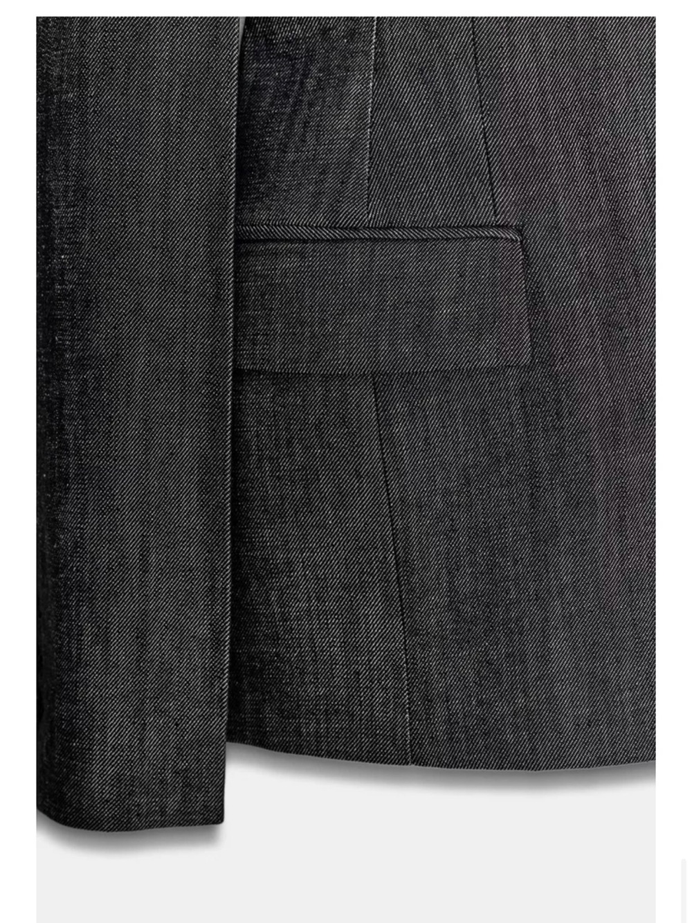 Zara women Dark Charcoal Gray denim fitted Blazer XS w shoulder pads